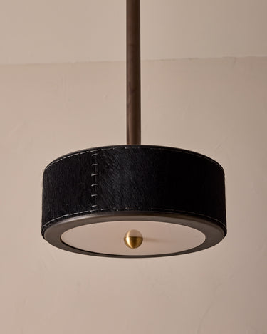 Robert True Ogden RTO Lighting Alina 12" Pendant - Black Natural Hid Leather#natural-hide-leather_black