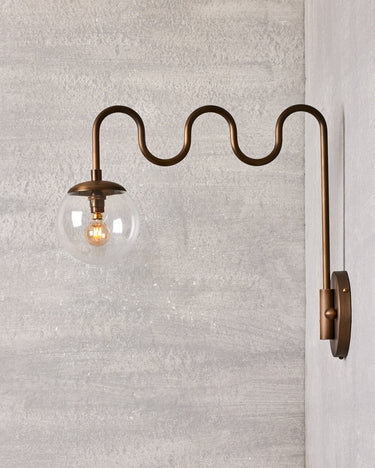Robert True Ogden RTO Lighting Cecil Wall Sconce - Antique Brass - Clear Glass Globe#finish_antique-brass #glass_clear-glass