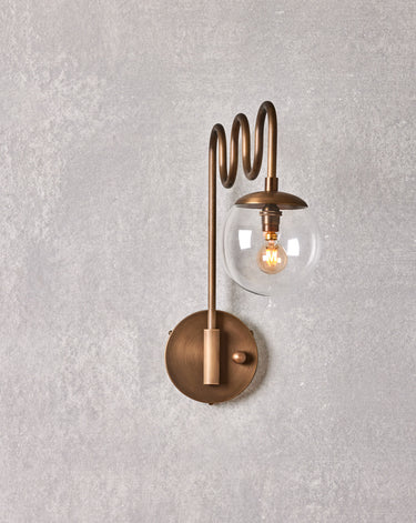 Robert True Ogden RTO Lighting Cecil Wall Sconce - Antique Brass - Clear Glass Globe#finish_antique-brass #glass_clear-glass
