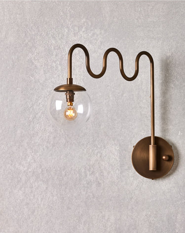 Robert True Ogden RTO Lighting Cecil Wall Sconce - Antique Brass - Clear Glass Globe#finish_antique-brass #glass_clear-glass