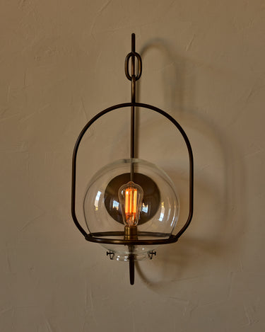Robert True Ogden RTO Lighting - Large Emil Sconce - Brushed Satin Nickel - 10" Clear Glass Globe#finish_antique-brass #glass_clear-glass