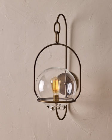 Robert True Ogden RTO Lighting - Large Emil Sconce - Brushed Satin Nickel - 10" Clear Glass Globe#finish_antique-brass #glass_clear-glass
