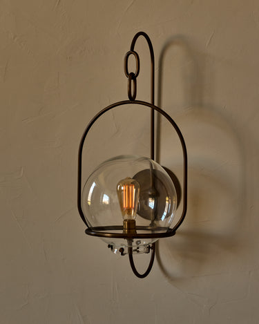Robert True Ogden RTO Lighting - Large Emil Sconce - Brushed Satin Nickel - 10" Clear Glass Globe#finish_antique-brass #glass_clear-glass