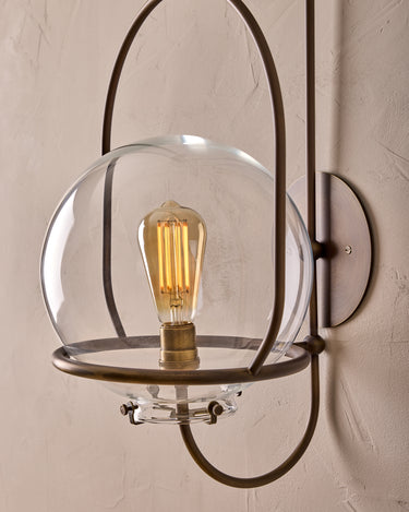 Robert True Ogden RTO Lighting - Large Emil Sconce - Brushed Satin Nickel - 10" Clear Glass Globe#finish_antique-brass #glass_clear-glass