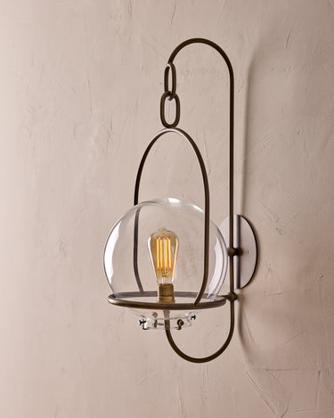Robert True Ogden RTO Lighting - Large Emil Sconce - Brushed Satin Nickel - 10" Clear Glass Globe#finish_antique-brass #glass_clear-glass
