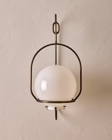 Robert True Ogden RTO Lighting - Large Emil Sconce - Brushed Satin Nickel - 10" Milk Glass Globe#finish_antique-brass #glass_milk-glass