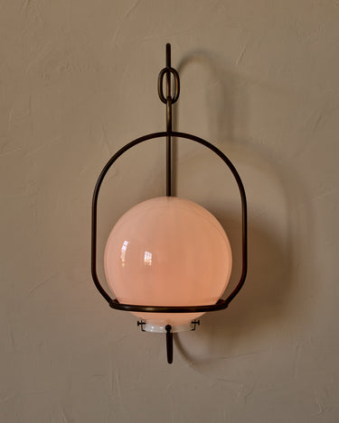 Robert True Ogden RTO Lighting - Large Emil Sconce - Brushed Satin Nickel - 10" Milk Glass Globe#finish_antique-brass #glass_milk-glass
