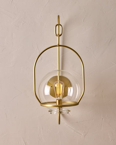Robert True Ogden RTO Lighting - Large Emil Sconce - Brushed Satin Brass - 10" Clear Glass Globe#finish_brushed-satin-brass #glass_clear-glass