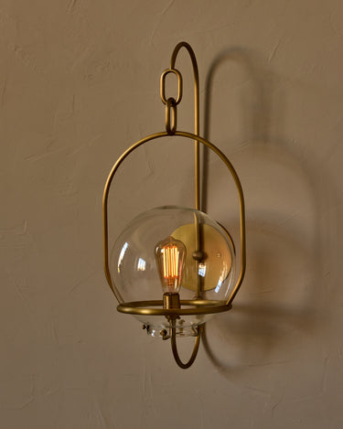 Robert True Ogden RTO Lighting - Large Emil Sconce - Brushed Satin Brass - 10" Clear Glass Globe#finish_brushed-satin-brass #glass_clear-glass