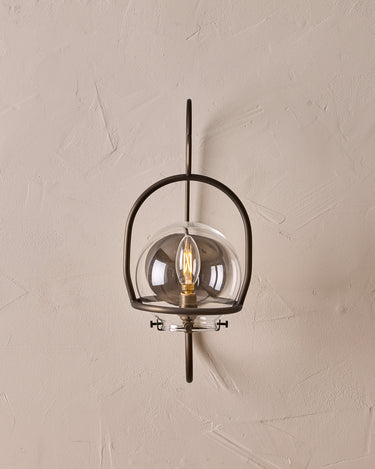 Robert True Ogden RTO Lighting - Small Emil Lantern Sconce - Antique Brass - 6" Clear Glass Globe#finish_antique-brass #glass_clear-glass