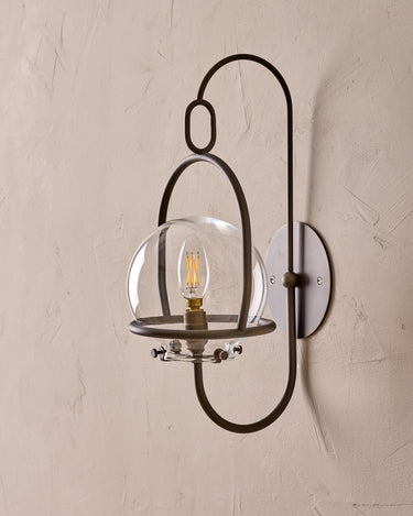 Robert True Ogden RTO Lighting - Small Emil Lantern Sconce - Antique Brass - 6" Clear Glass Globe#finish_antique-brass #glass_clear-glass