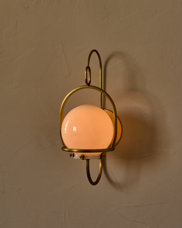Robert True Ogden RTO Lighting - Small Emil Lantern Sconce - Brushed Satin Brass - 6" Clear Glass Globe#finish_brushed-satin-brass #glass_milk-glass