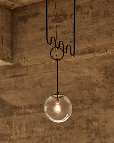 Robert True Ogden RTO Lighting 24" Cecil Adjustable Ceiling Light Chandelier - Antique Brass - One 10 inch Clear Glass Globe#finish-glass-globe_antique-brass-clear-glass-globe