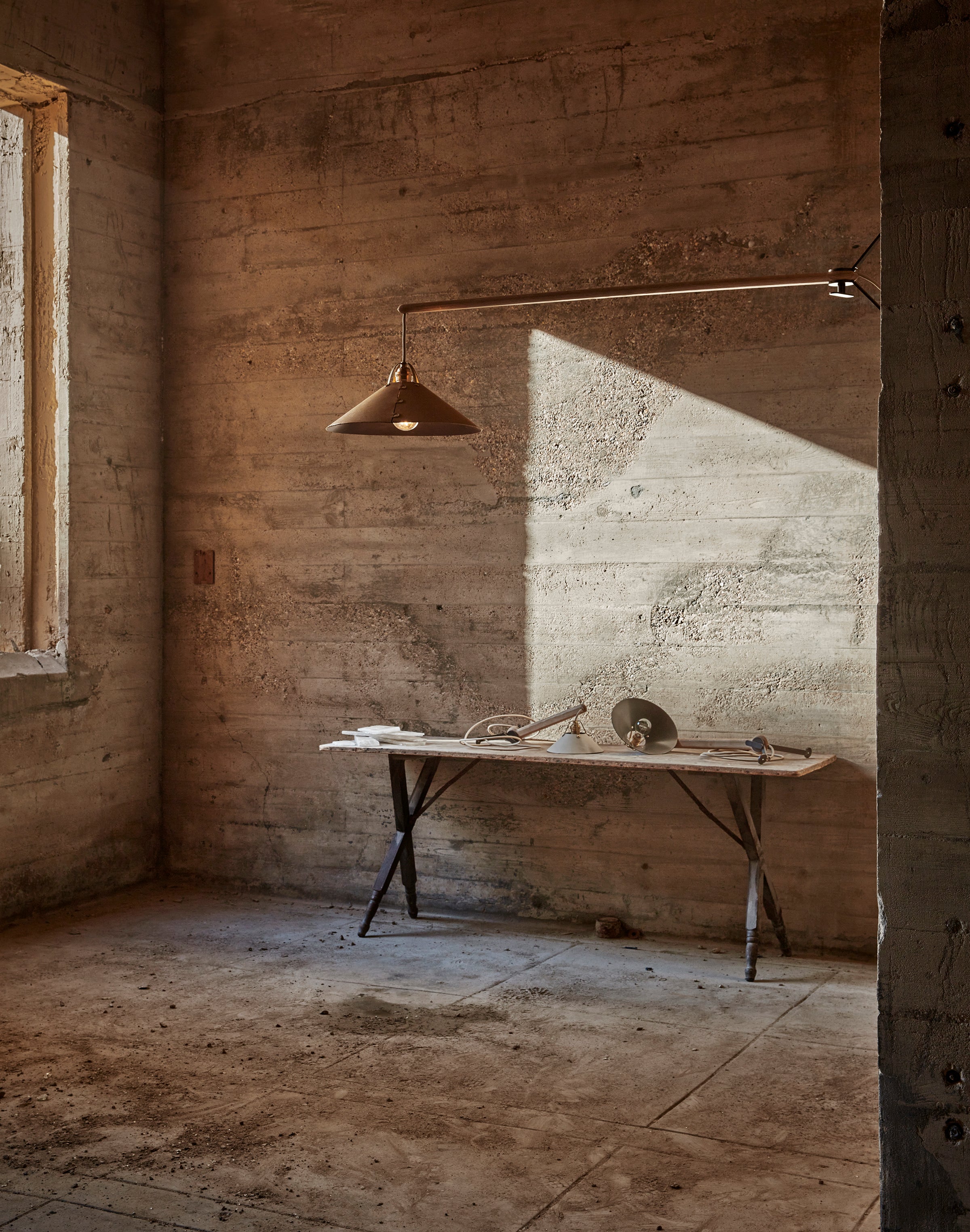 Robert True Ogden RTO Lighting - Extra Large Yaffa Swing Arm Sconce - Natural Leather Shade - Natural Oak Arm - Oil Rubbed Brass Wall Brackets#leather-shade_natural-leather