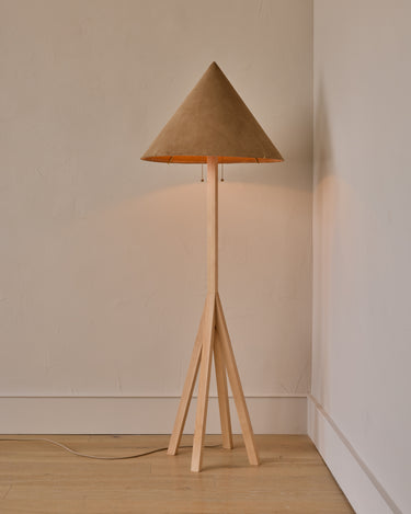 Robert True Ogden RTO Lighting Anouck Floor Lamp - Clear Maple#wood-finish_clear-maple #shade-color_beige
