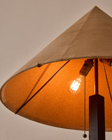 Robert True Ogden RTO Lighting Anouck Floor Lamp - Dark Wash Maple#wood-finish_dark-wash-maple #shade-color_beige