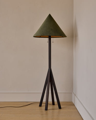 Robert True Ogden RTO Lighting Anouck Floor Lamp - Dark Wash Maple#wood-finish_dark-wash-maple #shade-color_loden
