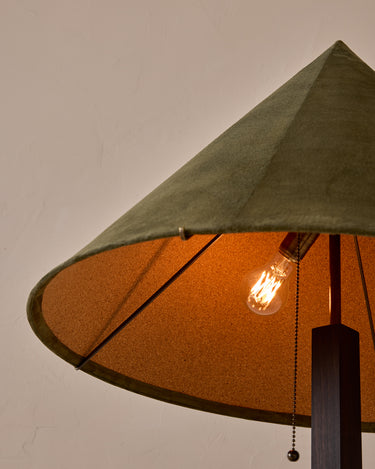 Robert True Ogden RTO Lighting Anouck Floor Lamp - Dark Wash Maple#wood-finish_dark-wash-maple #shade-color_loden