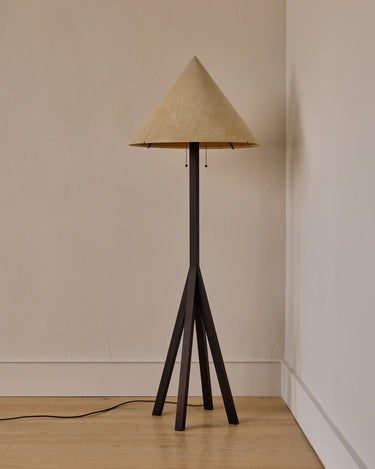 Robert True Ogden RTO Lighting Anouck Floor Lamp - Dark Wash Maple#wood-finish_dark-wash-maple #shade-color_stone