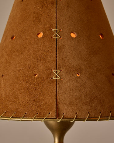 Robert True Ogden RTO Lighting Tulip Chandelier 36 inch Width - Saddle Suede#shade-color_saddle