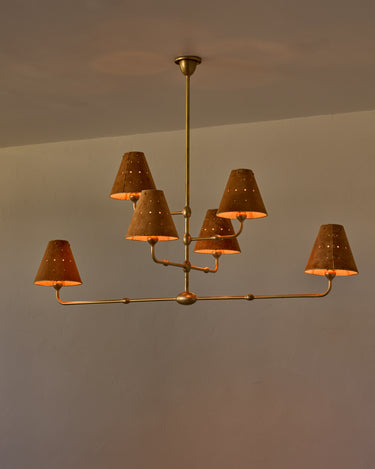Robert True Ogden RTO Lighting Tulip Chandelier 48 inch Width - Saddle Suede#shade-color_saddle
