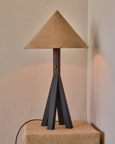 Robert True Ogden RTO Lighting Anouck Table Lamp - Dark Wash Maple#wood-finish_dark-wash-maple #shade-color_beige