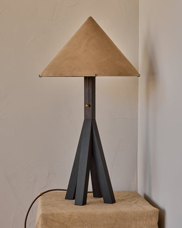 Robert True Ogden RTO Lighting Anouck Table Lamp - Dark Wash Maple#wood-finish_dark-wash-maple #shade-color_beige
