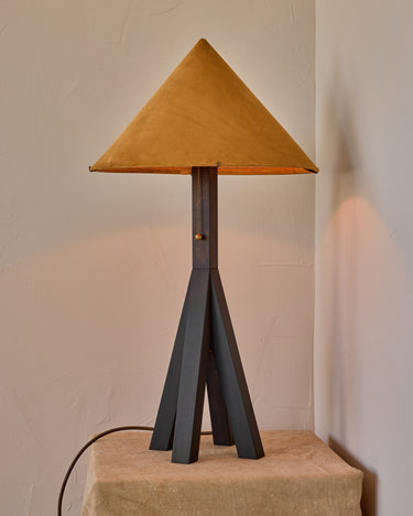 Robert True Ogden RTO Lighting Anouck Table Lamp - Dark Wash Maple#wood-finish_dark-wash-maple #shade-color_camel