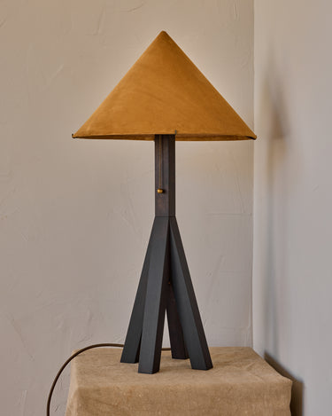 Robert True Ogden RTO Lighting Anouck Table Lamp - Dark Wash Maple#wood-finish_dark-wash-maple #shade-color_camel
