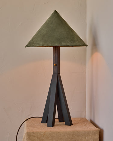 Robert True Ogden RTO Lighting Anouck Table Lamp - Dark Wash Maple#wood-finish_dark-wash-maple #shade-color_loden