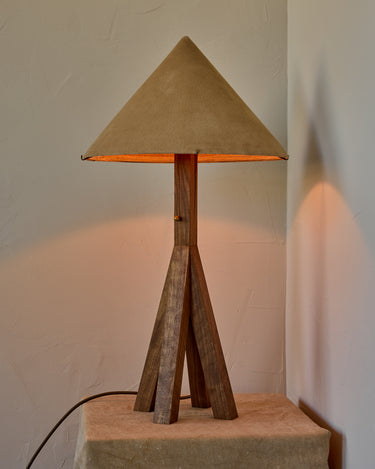 Robert True Ogden RTO Lighting Anouck Table Lamp - Walnut#wood-finish_walnut #shade-color_beige