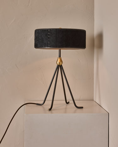 Robert True Ogden RTO Lighting Alina Table Lamp 12" - Black Natural Hid Leather#natural-hide-leather_black