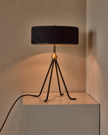 Robert True Ogden RTO Lighting Alina Table Lamp 12" - Black Natural Hid Leather#natural-hide-leather_black