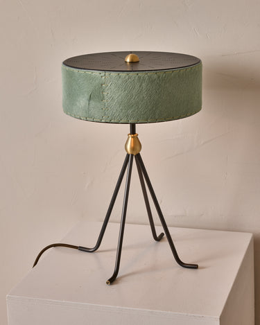 Robert True Ogden RTO Lighting Alina Table Lamp 12" - Seafoam Natural Hid Leather#natural-hide-leather_sea-foam