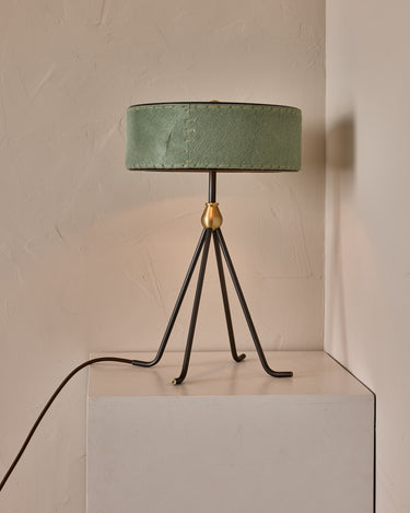 Robert True Ogden RTO Lighting Alina Table Lamp 12" - Seafoam Natural Hid Leather#natural-hide-leather_sea-foam