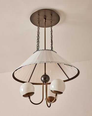 Robert True Ogden RTO Lighting - 24" Adele Milk Glass Chandelier - Three Milk Glass Globe - Milk Glass Panels#size_24"