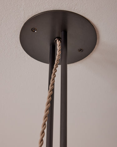 Robert True Ogden RTO Lighting - Extra Large Emil Pendant - Oil Rubbed Brass Canopy with Two Drop Poles and One Beige Wire#finish_oil-rubbed-brass