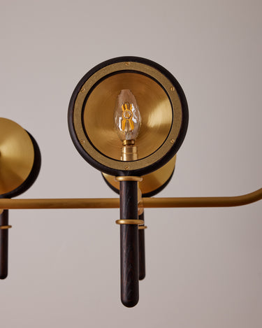 Robert True Ogden RTO Lighting Alice Chandelier Eight Arm - Clear Glass - Dark Ash Lens Holder - Brushed Satin Brass#finish_dark-wash-ash-brushed-satin-brass #glass_clear-glass