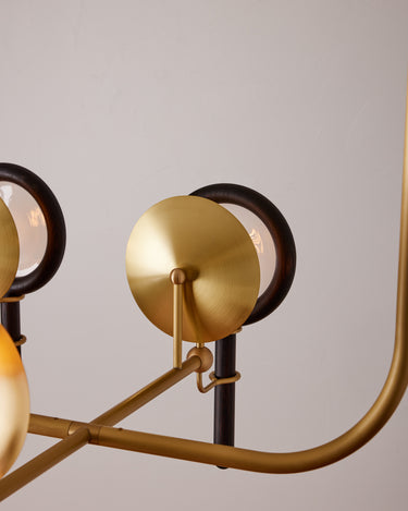 Robert True Ogden RTO Lighting Alice Chandelier Four Arm - Opal Glass - Dark Ash Lens Holder - Brushed Satin Brass#finish_dark-wash-ash-brushed-satin-brass