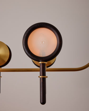 Robert True Ogden RTO Lighting Alice Chandelier Four Arm - Clear Glass - Dark Ash Lens Holder - Brushed Satin Brass#finish_dark-wash-ash-brushed-satin-brass #glass_opal-glass