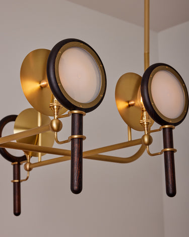 Robert True Ogden RTO Lighting Alice Chandelier Eight Arm - Opal Glass - Dark Ash Lens Holder - Brushed Satin Brass#finish_dark-wash-ash-brushed-satin-brass #glass_opal-glass