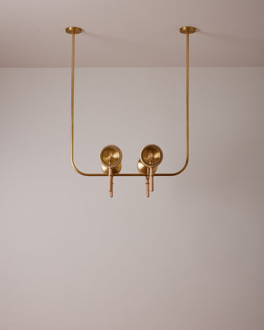 Robert True Ogden RTO Lighting Alice Chandelier Four Arm - Clear Glass - Ash Lens Holder - Brushed Satin Brass#finish_natural-ash-brushed-satin-brass #glass_clear-glass