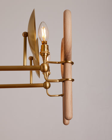 Robert True Ogden RTO Lighting Alice Chandelier Eight Arm - Clear Glass - Ash Lens Holder - Brushed Satin Brass#finish_natural-ash-brushed-satin-brass