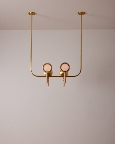 Robert True Ogden RTO Lighting Alice Chandelier Four Arm - Opal Glass - Ash Lens Holder - Brushed Satin Brass#finish_natural-ash-brushed-satin-brass #glass_opal-glass