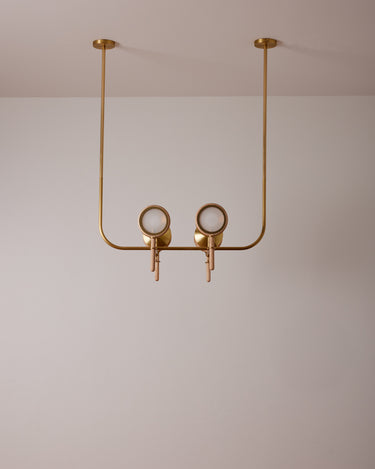 Robert True Ogden RTO Lighting Alice Chandelier Four Arm - Opal Glass - Ash Lens Holder - Brushed Satin Brass#finish_natural-ash-brushed-satin-brass #glass_opal-glass