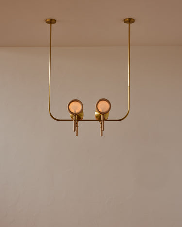 Robert True Ogden RTO Lighting Alice Chandelier Four Arm - Opal Glass - Ash Lens Holder - Brushed Satin Brass#finish_natural-ash-brushed-satin-brass #glass_opal-glass