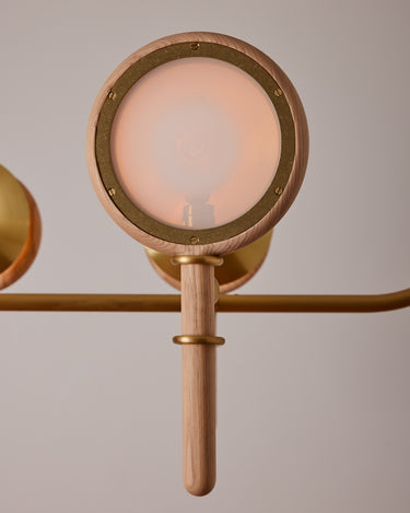 Robert True Ogden RTO Lighting Alice Chandelier Four Arm - Opal Glass - Ash Lens Holder - Brushed Satin Brass#finish_natural-ash-brushed-satin-brass #glass_opal-glass