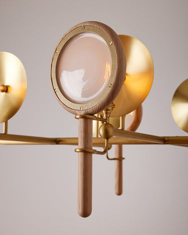 Robert True Ogden RTO Lighting Alice Chandelier Eight Arm - Opal Glass - Ash Lens Holder - Brushed Satin Brass#finish_natural-ash-brushed-satin-brass #glass_opal-glass