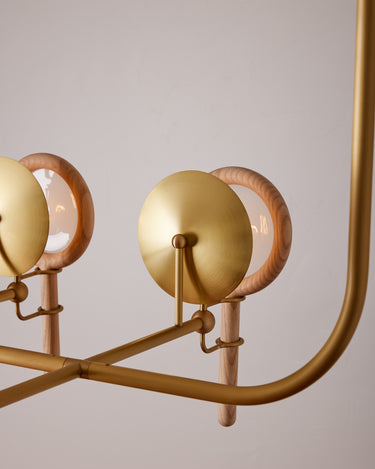 Robert True Ogden RTO Lighting Alice Chandelier Eight Arm - Opal Glass - Ash Lens Holder - Brushed Satin Brass#finish_natural-ash-brushed-satin-brass