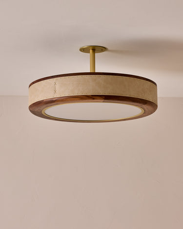 Robert True Ogden RTO Lighting 24" Nura Ceiling Fixture Pendant - Au Lait Leather#leather_au-lait-leather